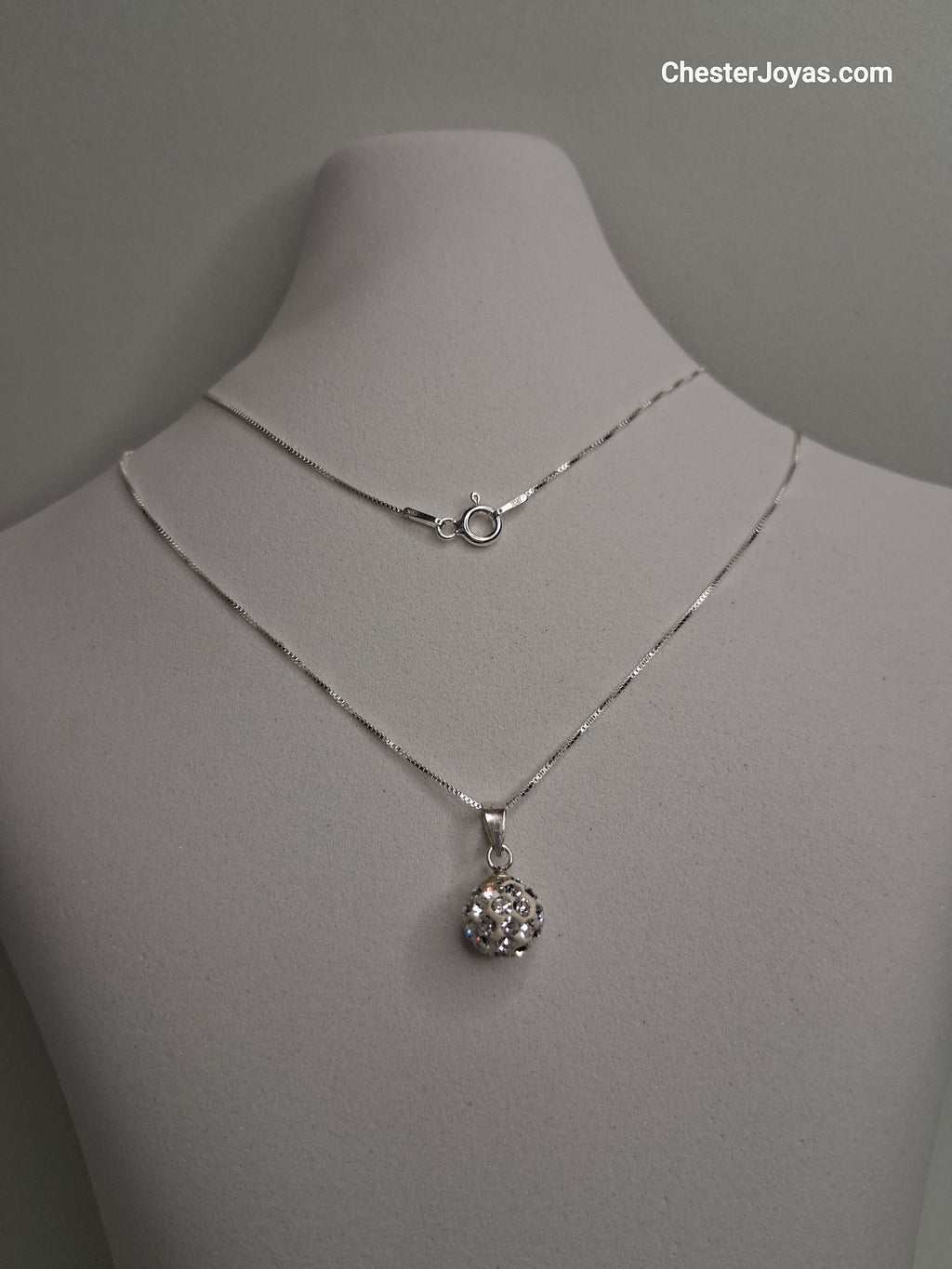 Collar Cadena a Elección Dije Bolita de Fuego con Piedras Plata 925 - Dama