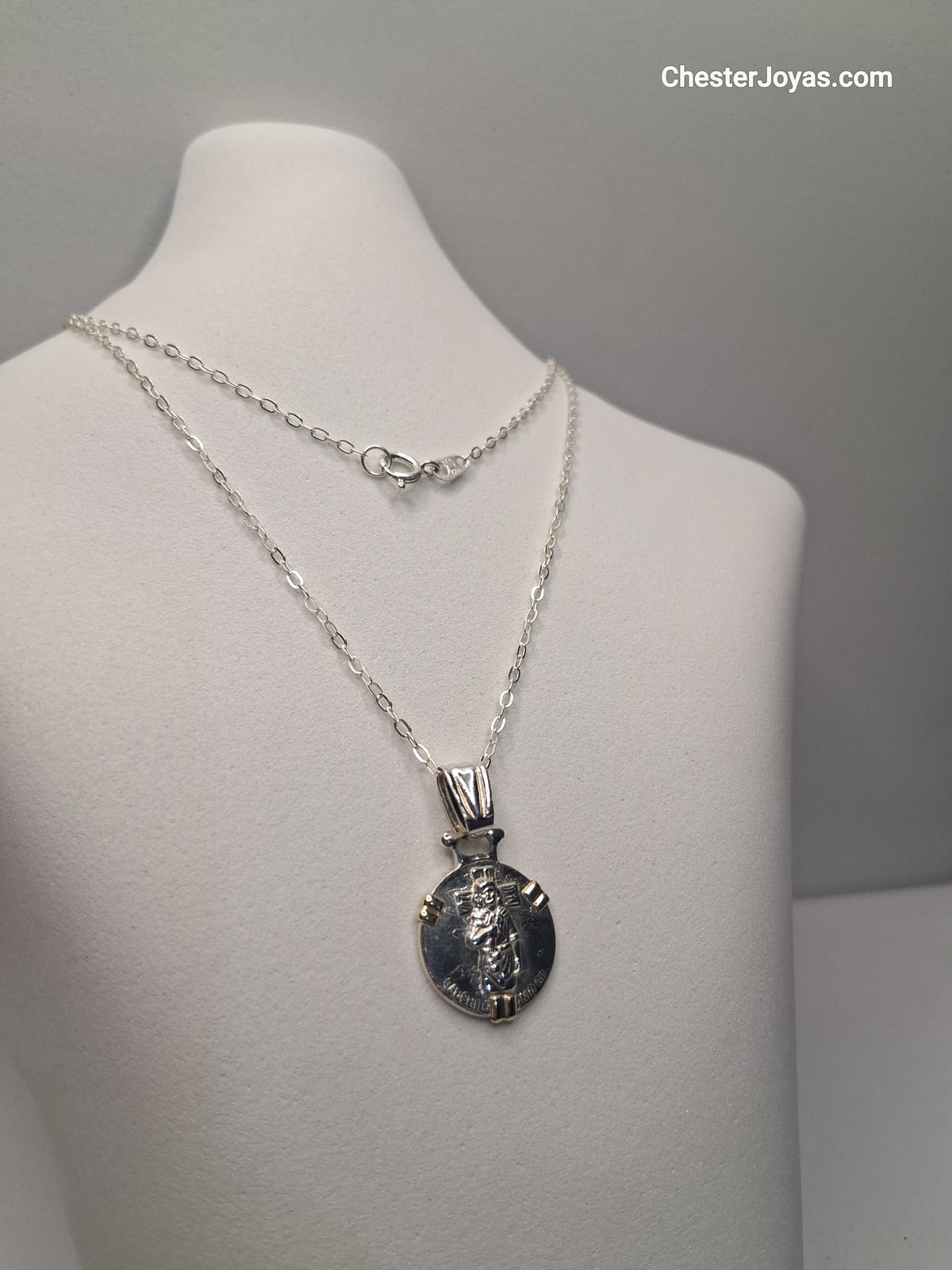Collar Cadena Mini Forcet x 50 cm Plata 925 con Dije Gauchito Gil Plata y Oro - Unisex