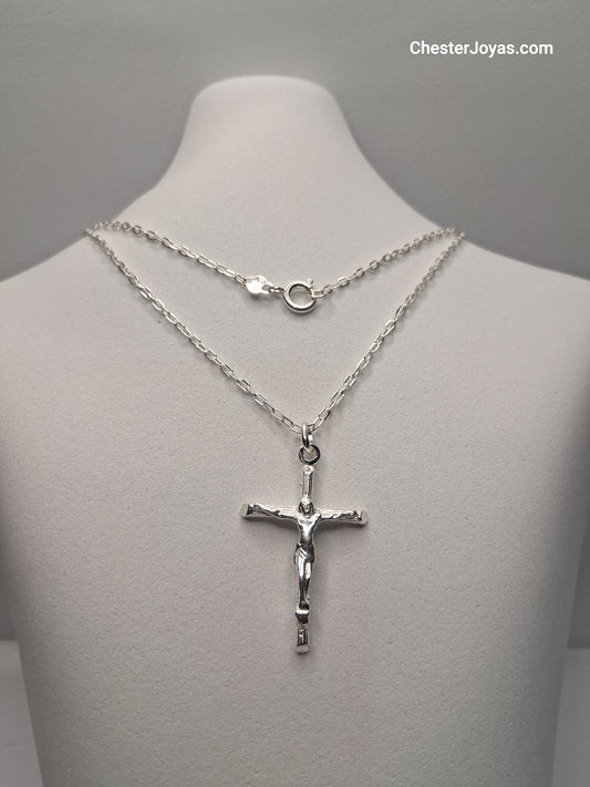 Collar - Mini Forcet x 60 cms - Cruz - Plata925 - Caballero.