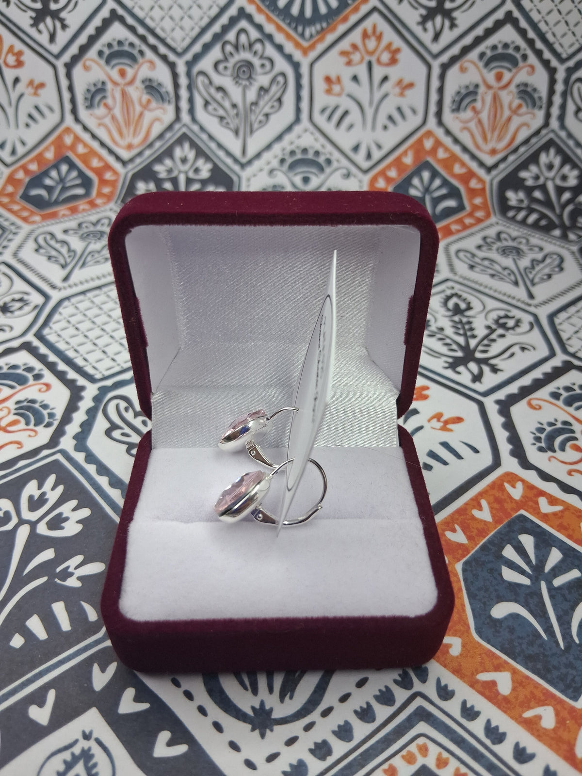 Aros Brisura Piedras Rosa Plata 925 - Dama