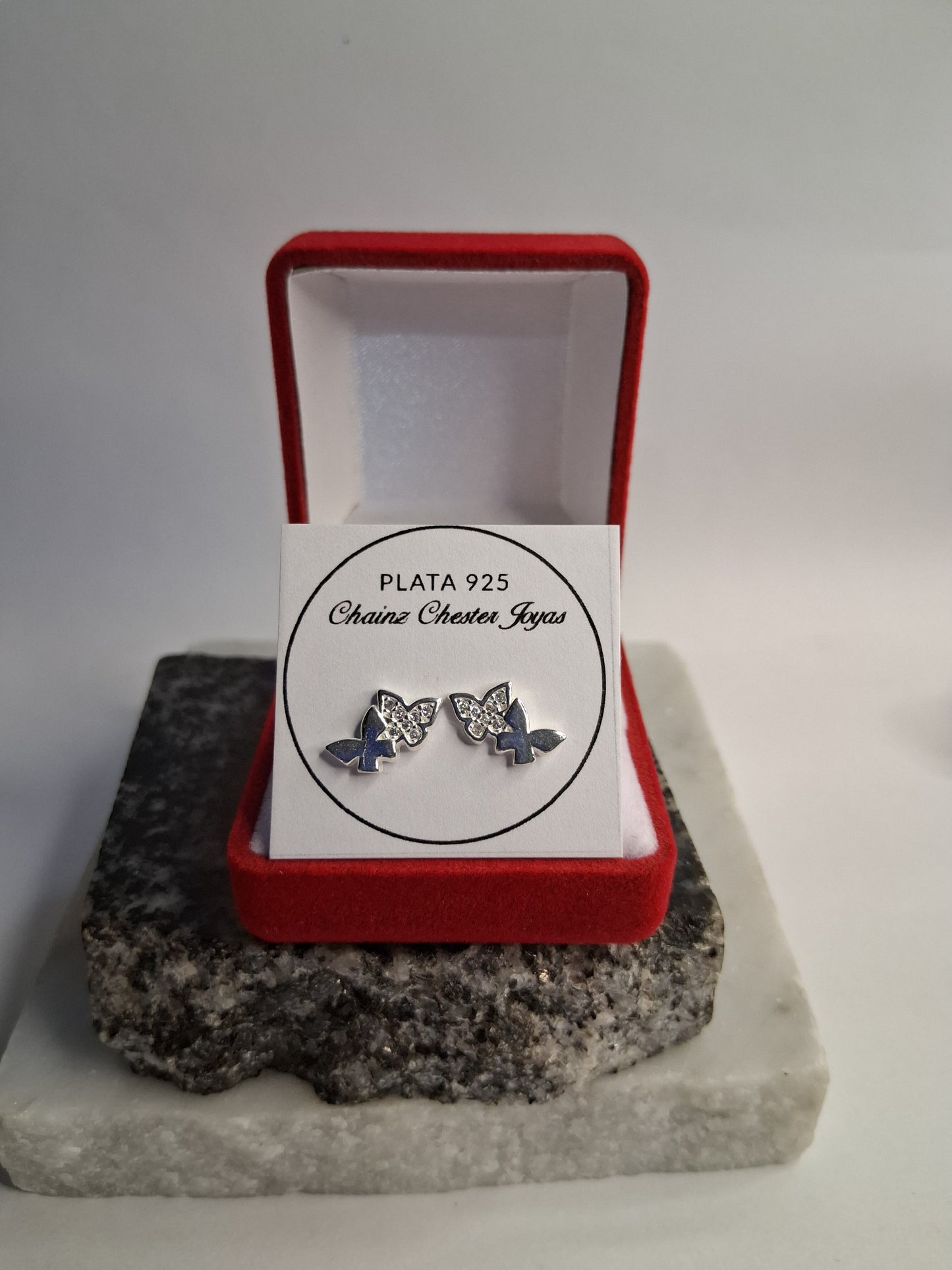 Aros - Pasantes mariposa con piedras - Plata925- Dama.