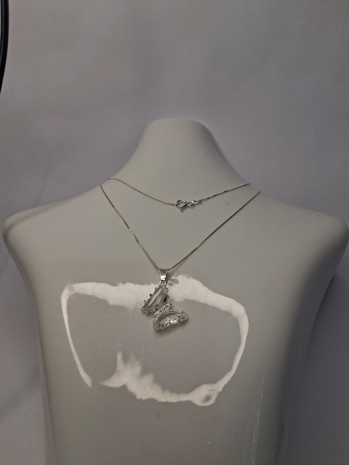 Collar Cadena Veneciana con Dije Mariposa Piedra Blanca Plata 925 - Dama