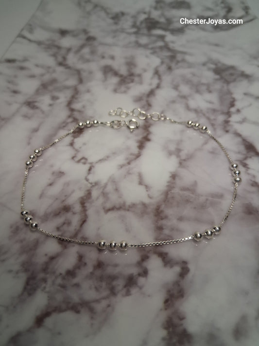 Pulsera - 3 Bolitas 23 cm - Plata925 - Dama.
