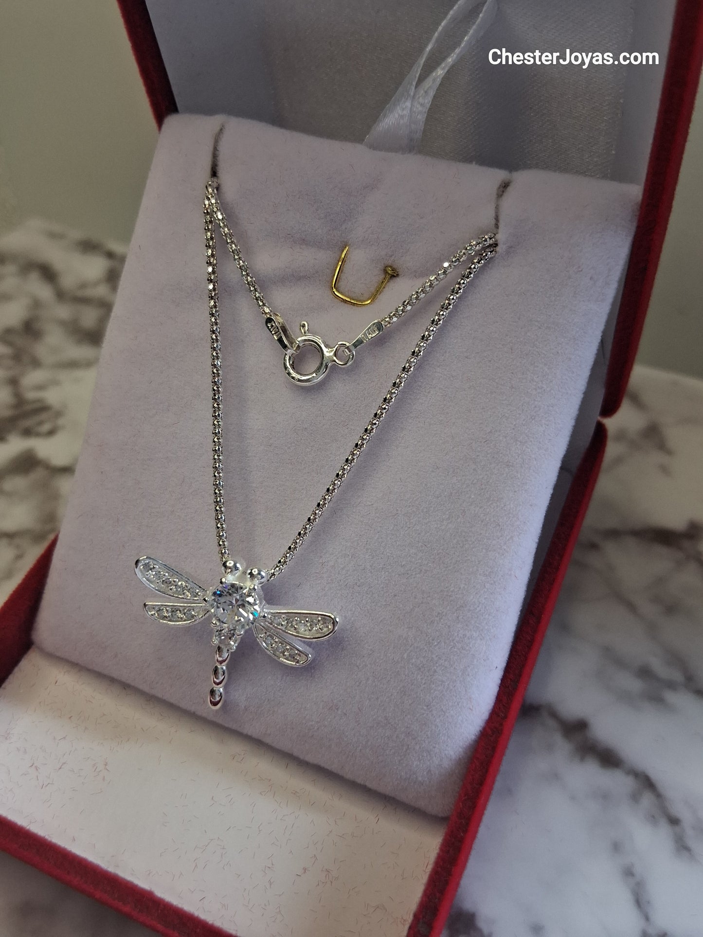 Collar - Cadena Coreana x 45 cms - DIJE LIBÉLULA Plata925 - Dama.