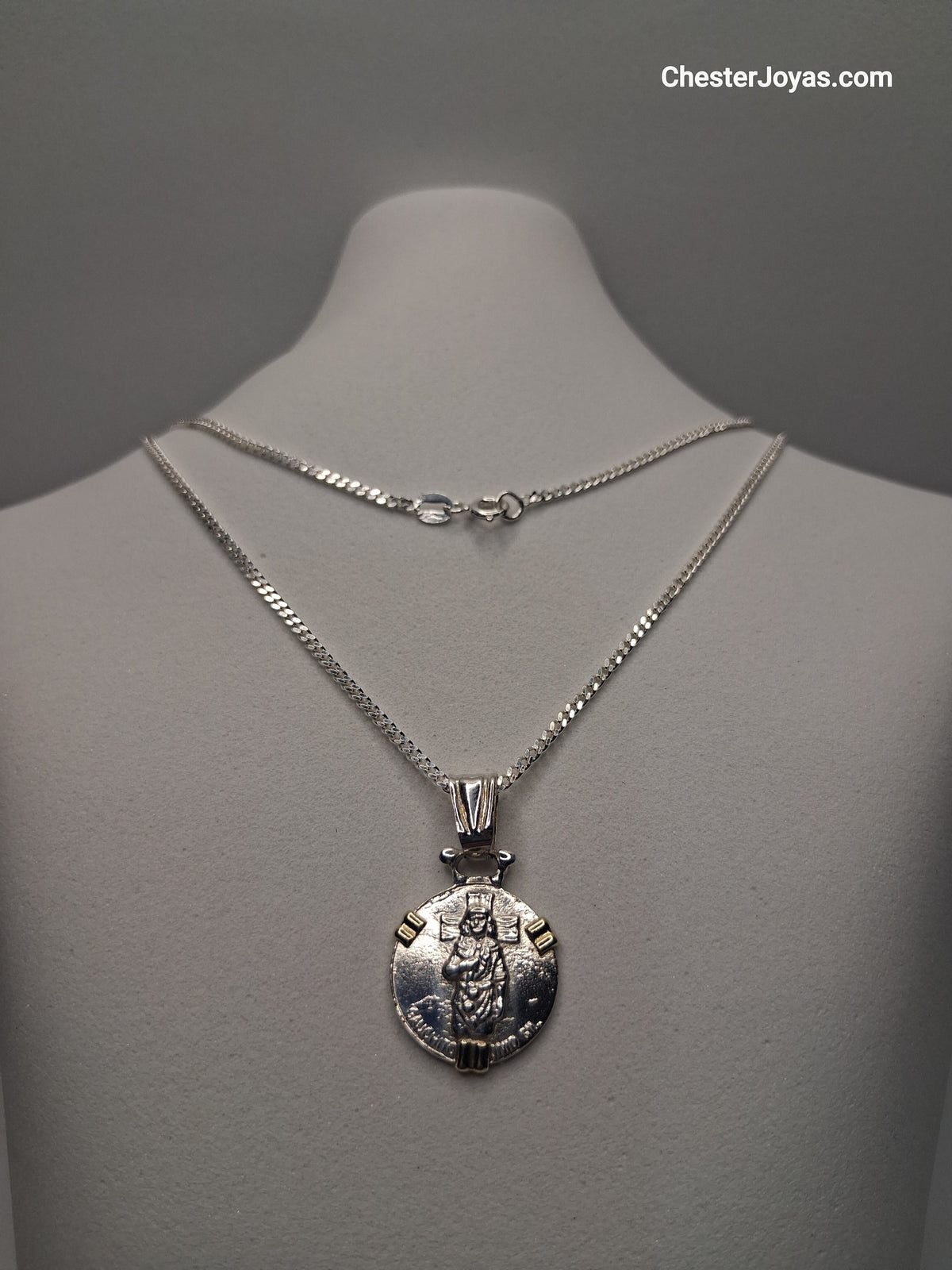 Collar - Cadena Diamantada x 55 cm - Plata925 - Dije Gauchito Gil Plata y Oro.