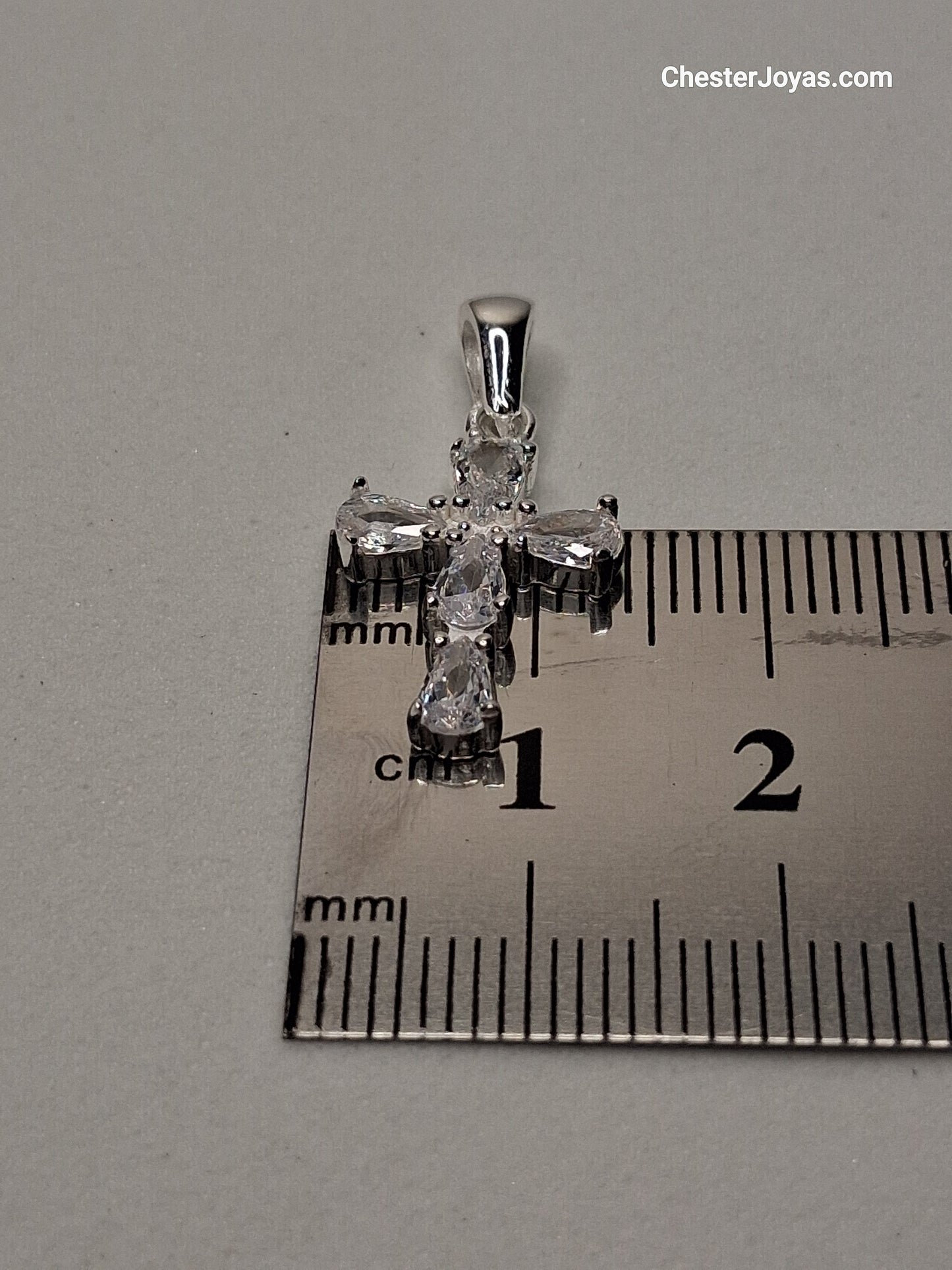 Collar - Cadena Coreana x 50 cm Cruz con Piedras blancas - Plata925.