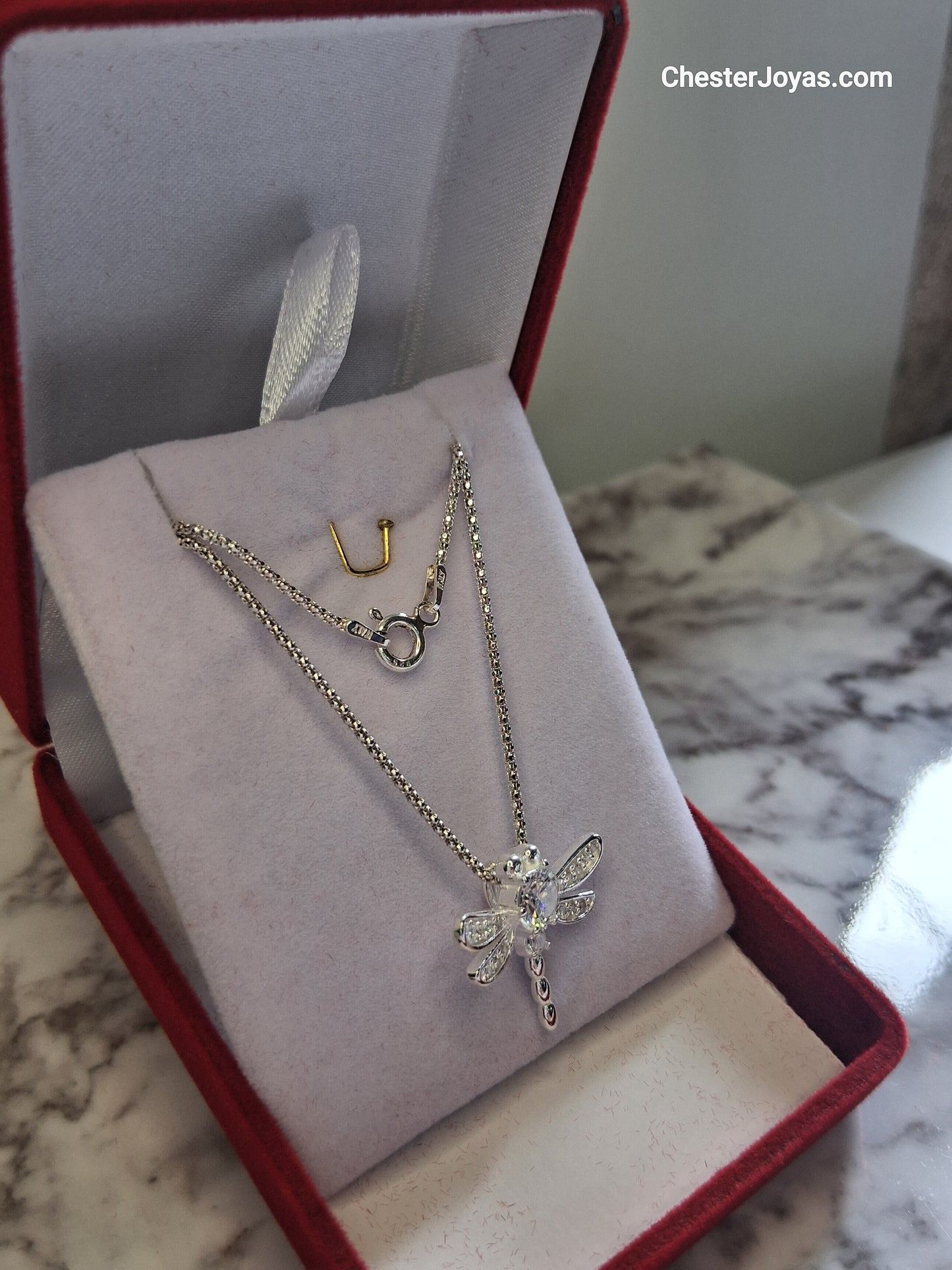 Collar - Cadena Coreana x 45 cms - DIJE LIBÉLULA Plata925 - Dama.