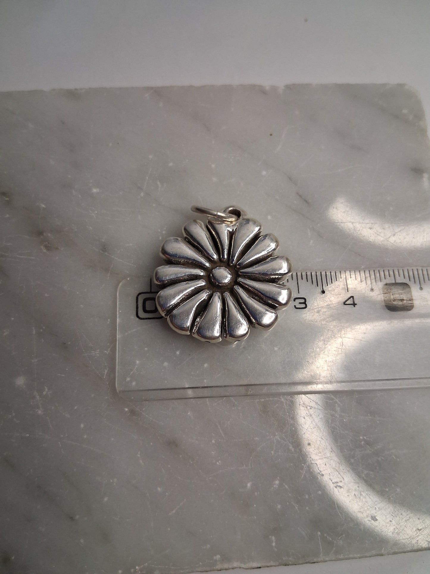 Collar - Cadena con Bolitas x 50 cm - Flor (Plata Inflada) - Plata925.
