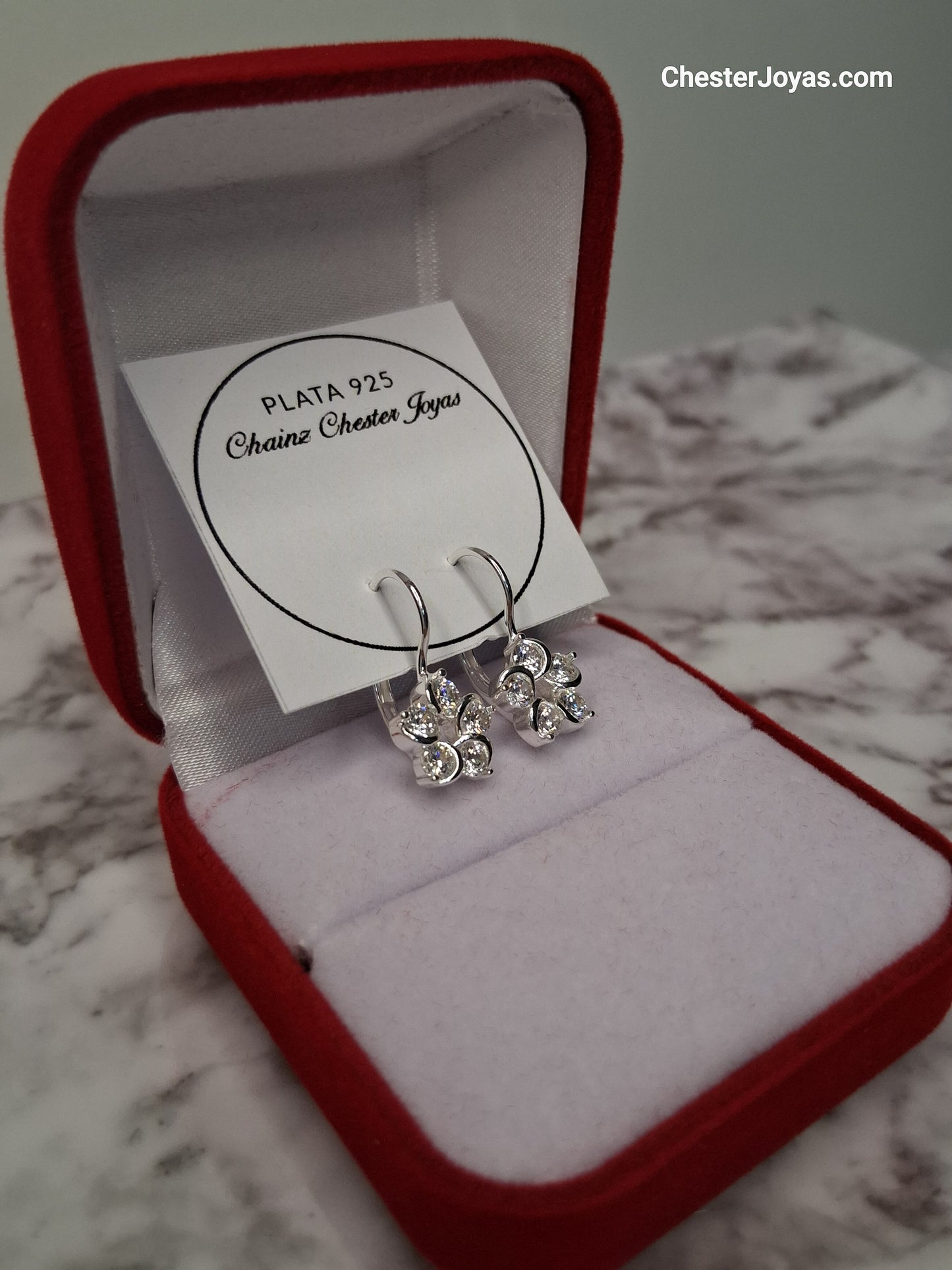 Aros - Brisura Flor Blanco - Plata925 - Dama