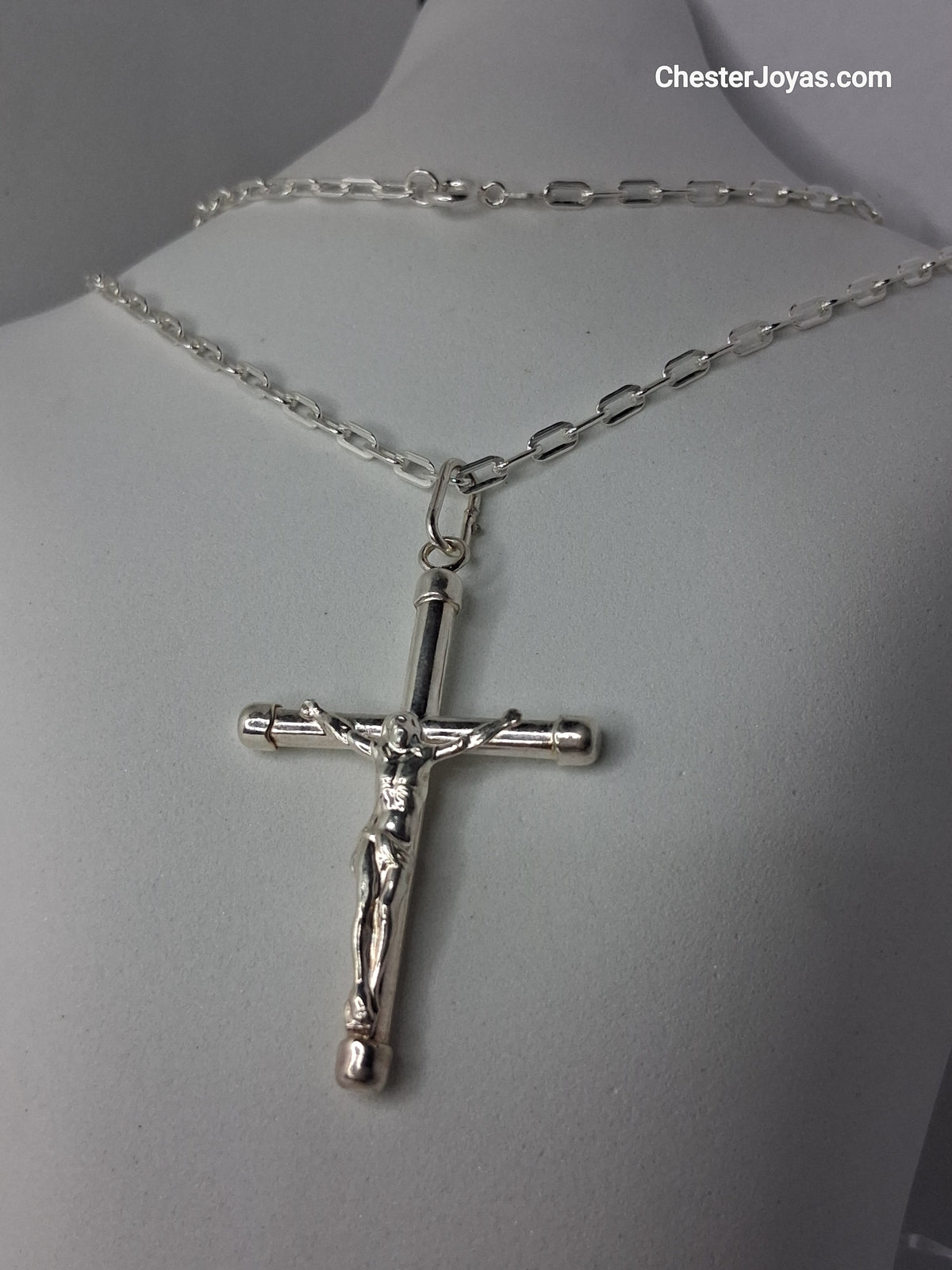 Collar - Forcet F-80 x 70 cms - Cruz grande - Plata925 - Caballero.