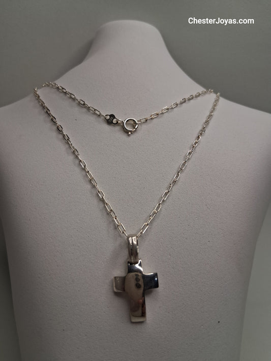 Collar - Forcet Mini x 60 cms - Cruz Bombe - Plata925 - Caballero.
