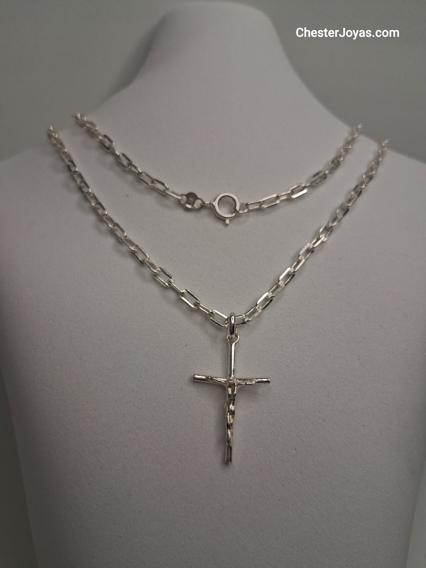 Collar - Forcet F-80 x 65 cms - Cruz - Plata925 - Caballero.