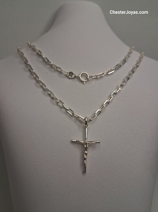 Collar - Forcet F-80 x 65 cms - Cruz - Plata925 - Caballero.