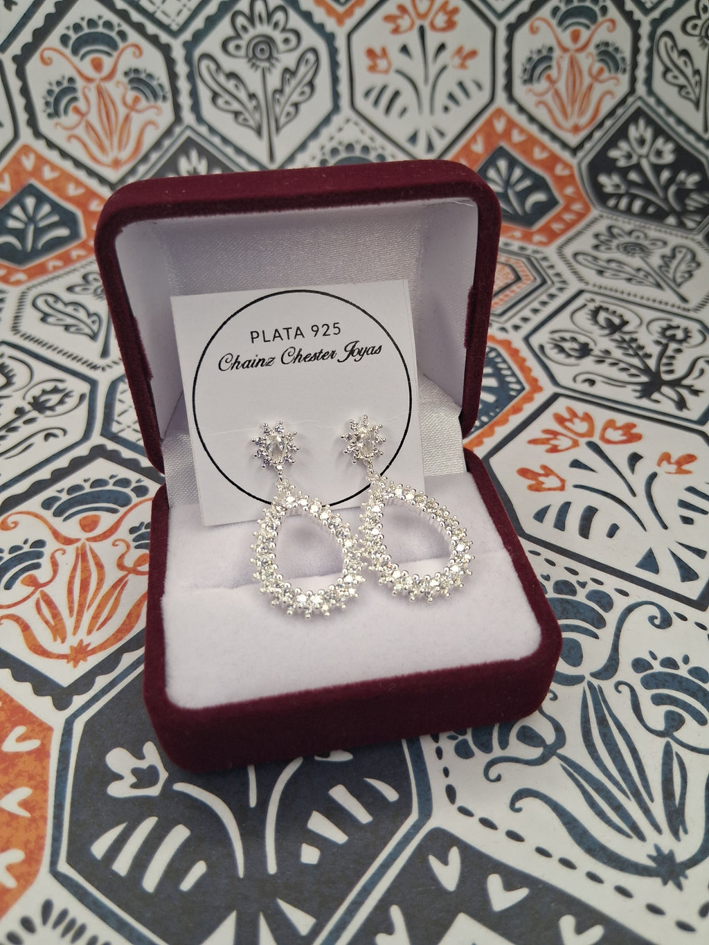 Aros - Pendientes con Piedras Blancas - Plata925.
