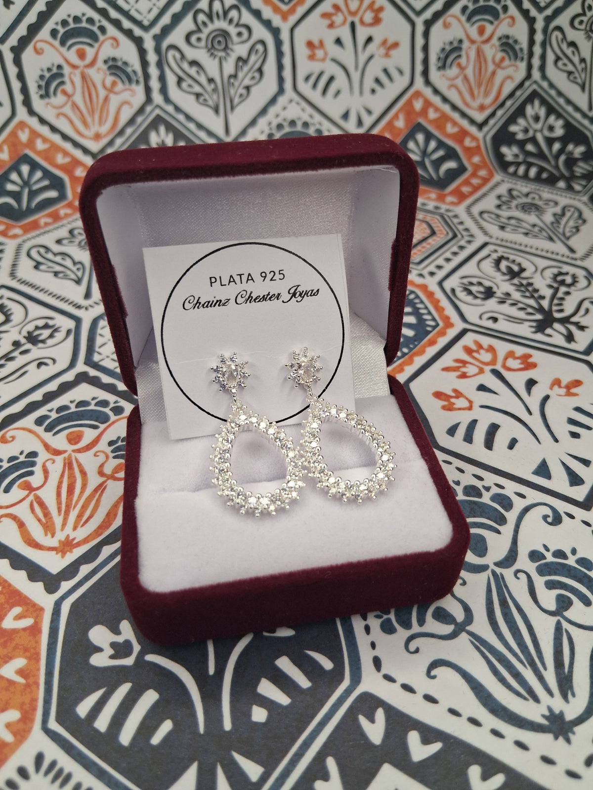 Aros - Pendientes con Piedras Blancas - Plata925.