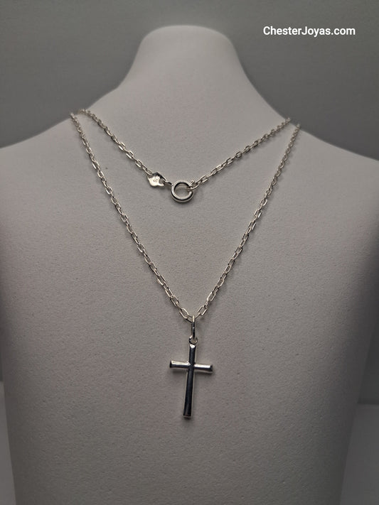 Collar - Mini Forcet x 60 cms - Cruz Chica - Plata925 - Caballero.