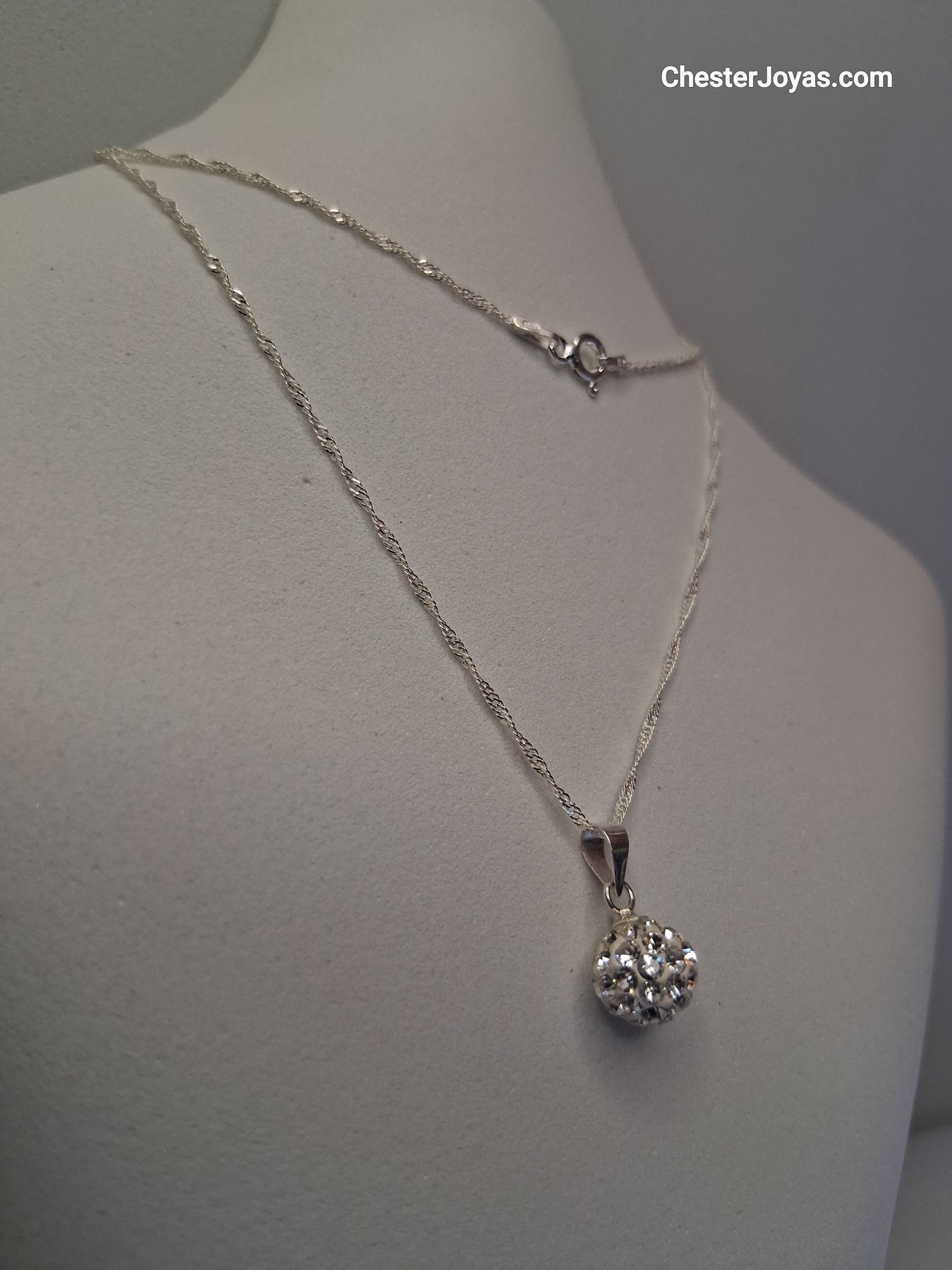 Collar - Bolita ee fuego  cadena (Singapur) - Plata925 - Dama.