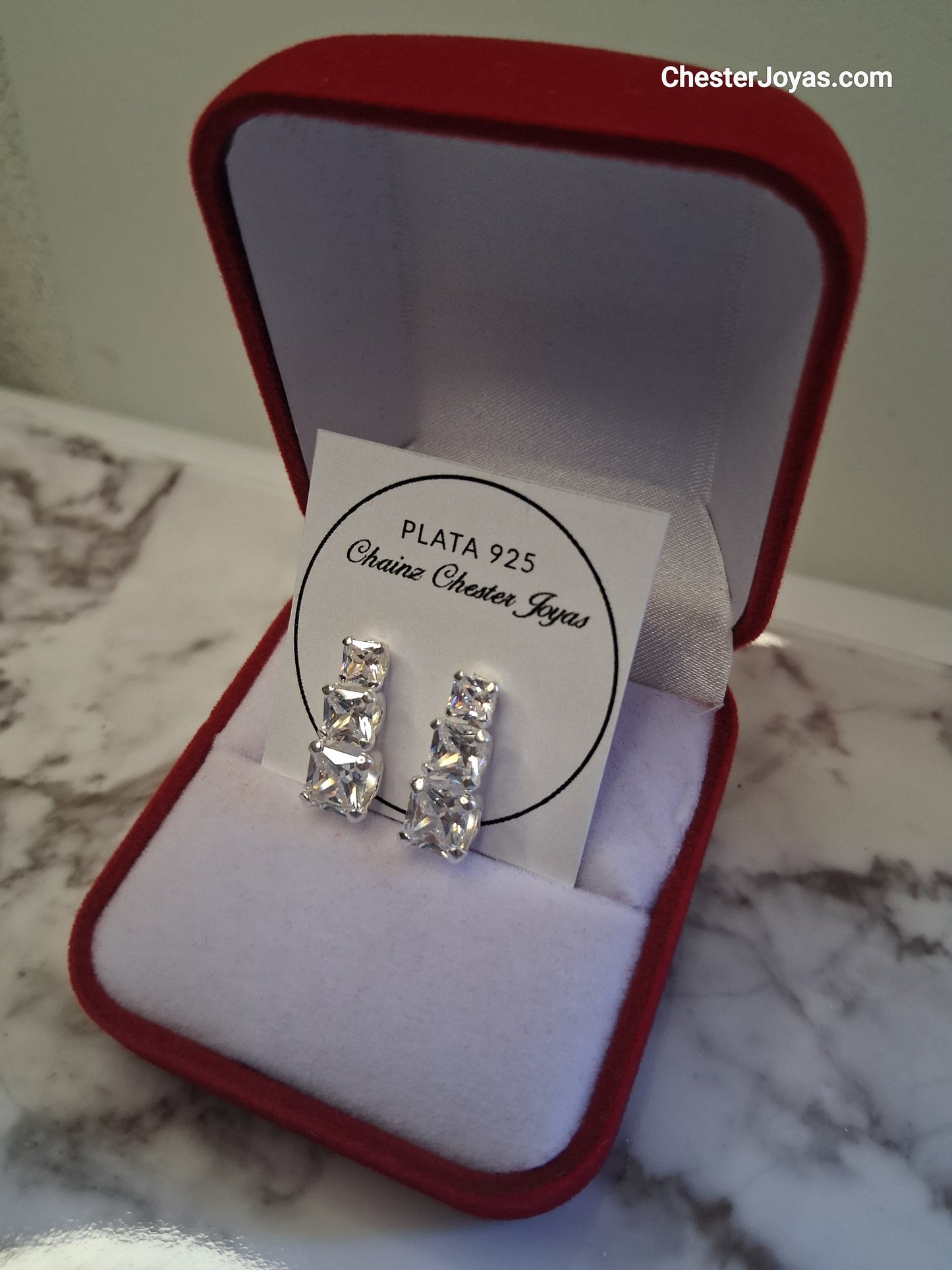 Aros - Pasantes NAYA con Piedras Blancas - Plata925.