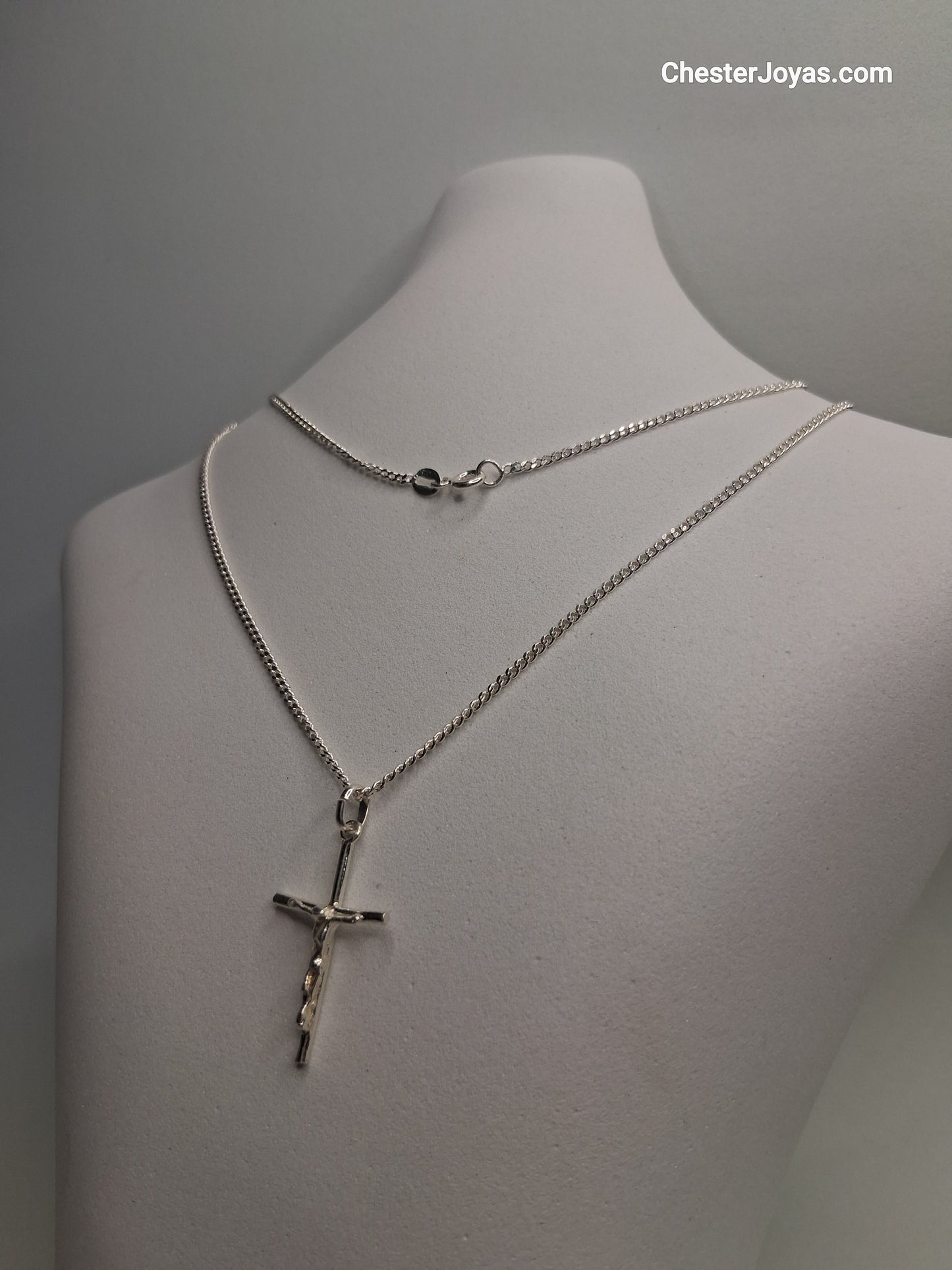 Collar - Cadena Diamantada x 60 cms - Cruz - Plata925 - Caballero.