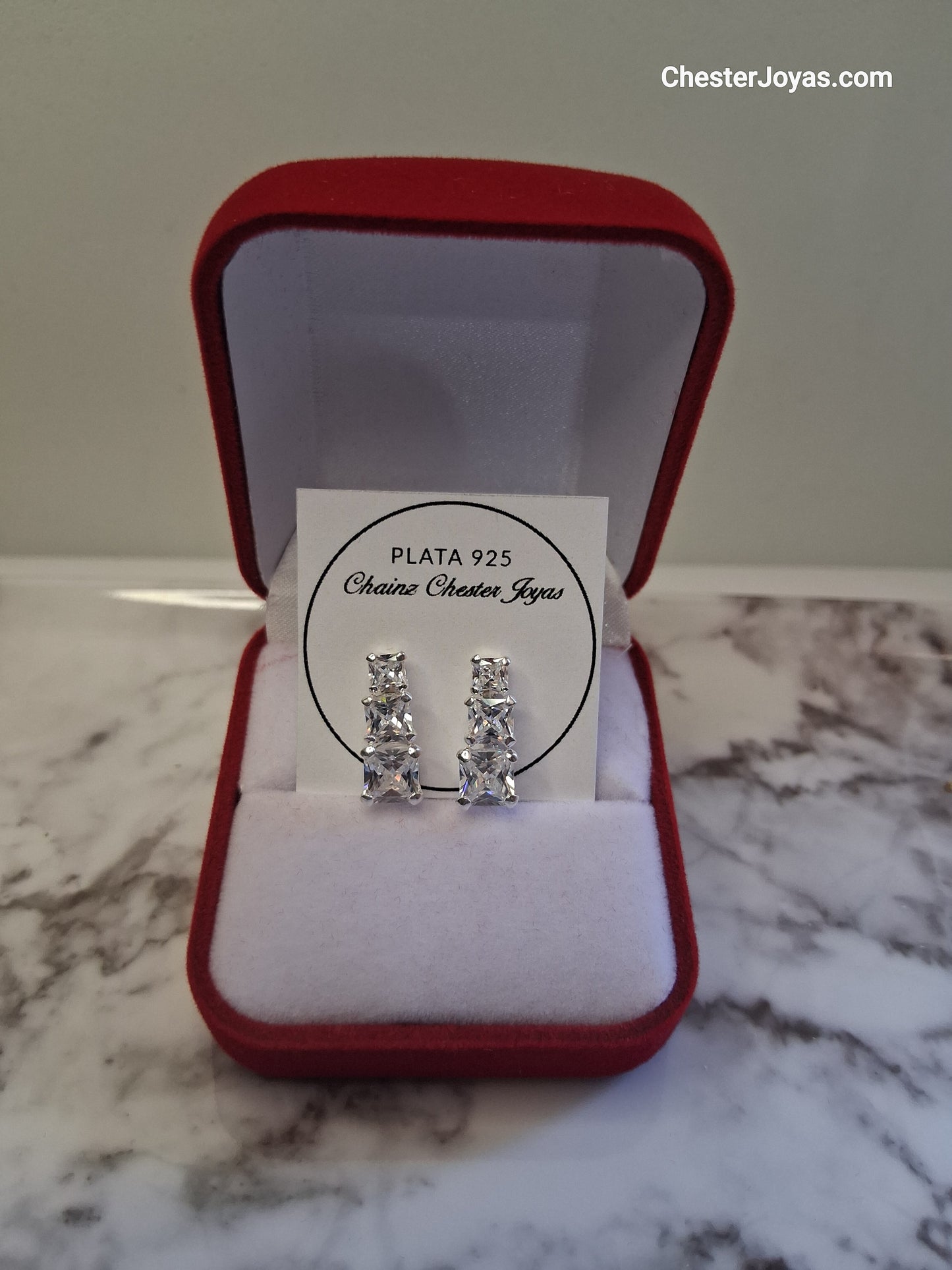 Aros - Pasantes NAYA con Piedras Blancas - Plata925.