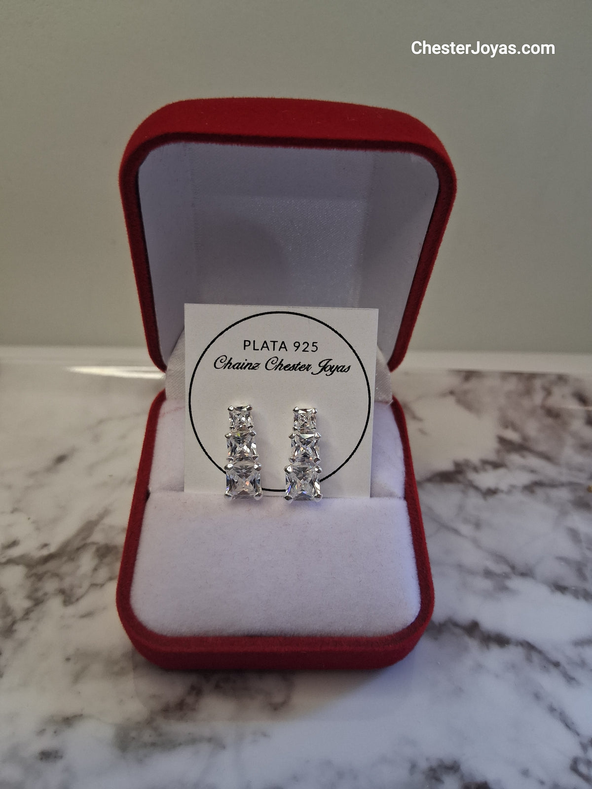 Aros - Pasantes NAYA con Piedras Blancas - Plata925.