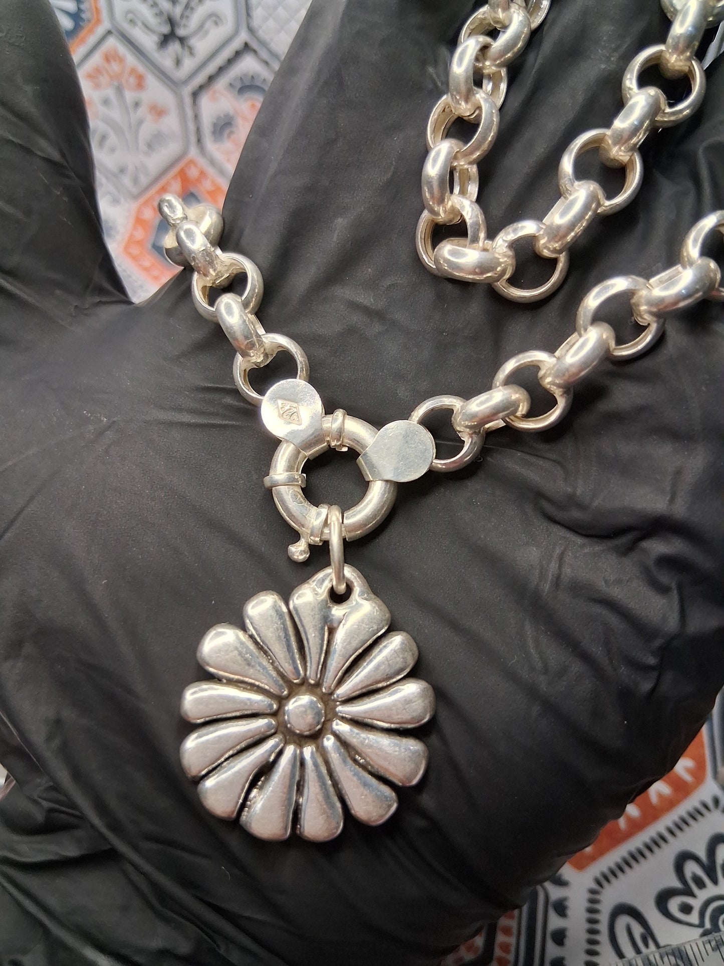 Collar - Cadena Rolo N° 2 - Dije de Flor - Plata925 - Dama.