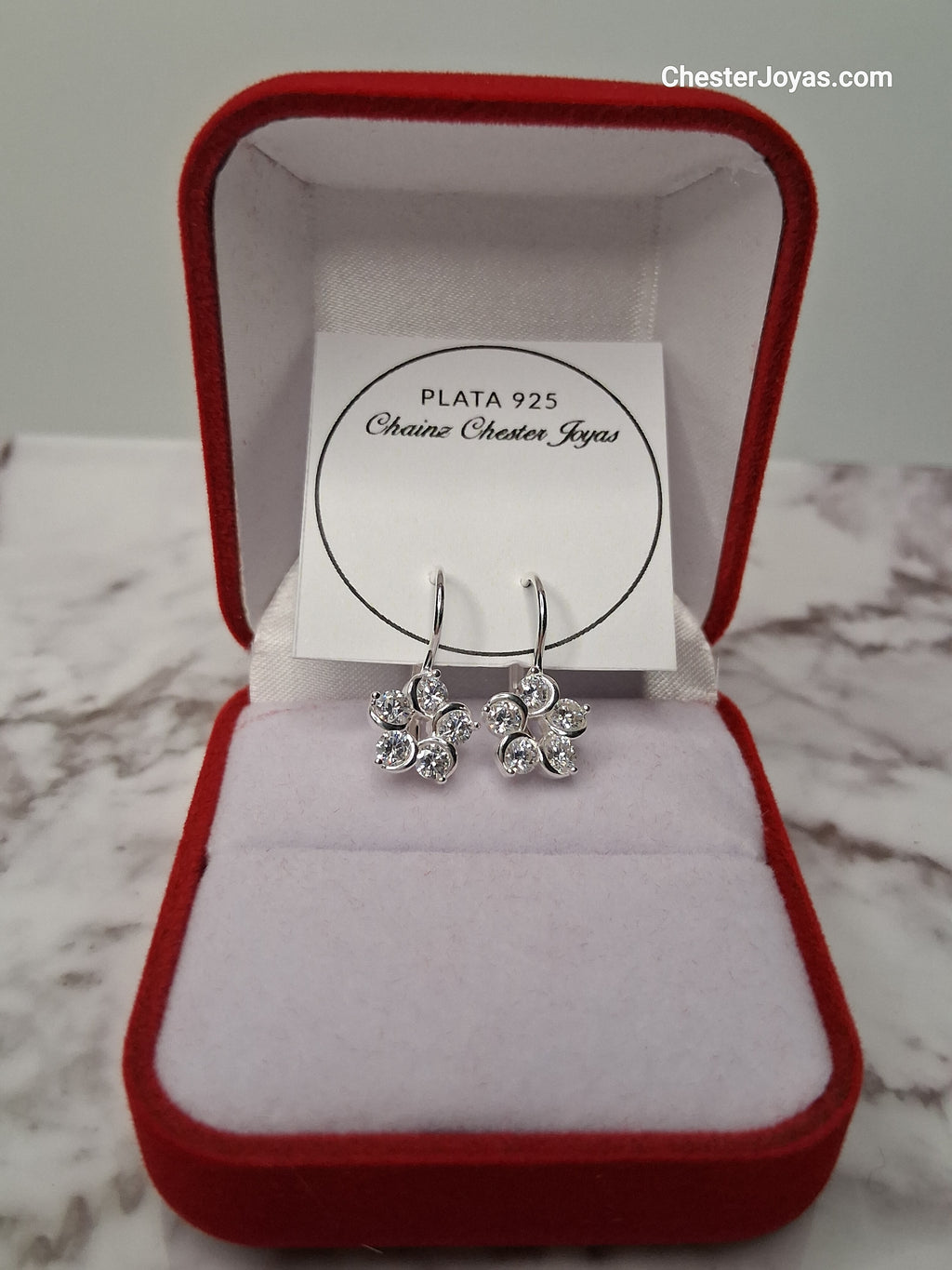 Aros - Brisura Flor Blanco - Plata925 - Dama
