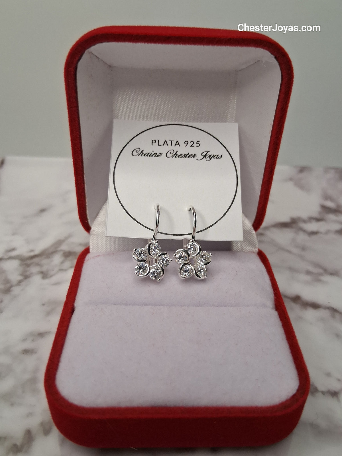 Aros - Brisura Flor Blanco - Plata925 - Dama
